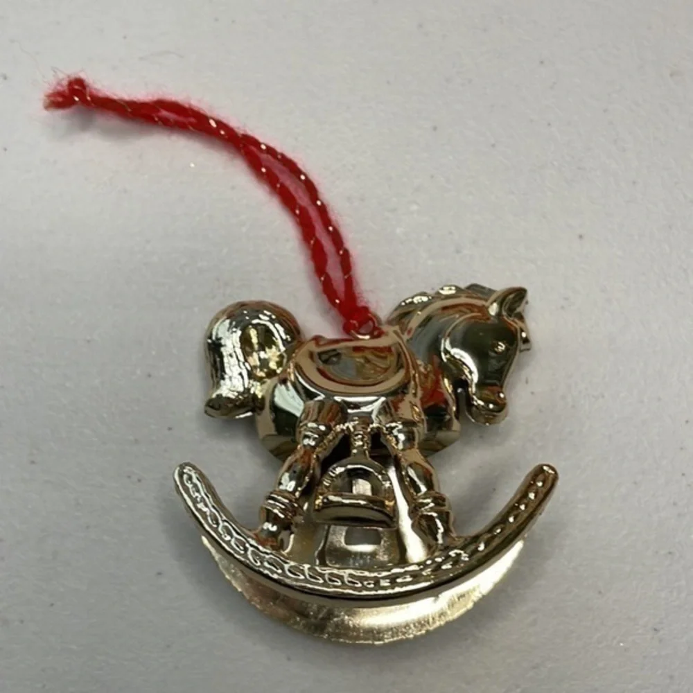 Vintage Goldtone Rocking Horse Christmas Ornament Avon 1978 Rocking Horse